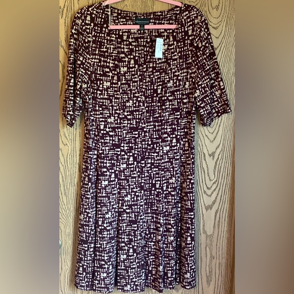 Wine and Tan Fall Knit Dress